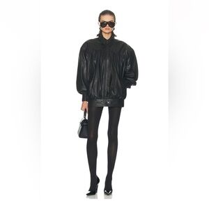 The Shirred Oversized Leather Bomber Jacket. NWT!